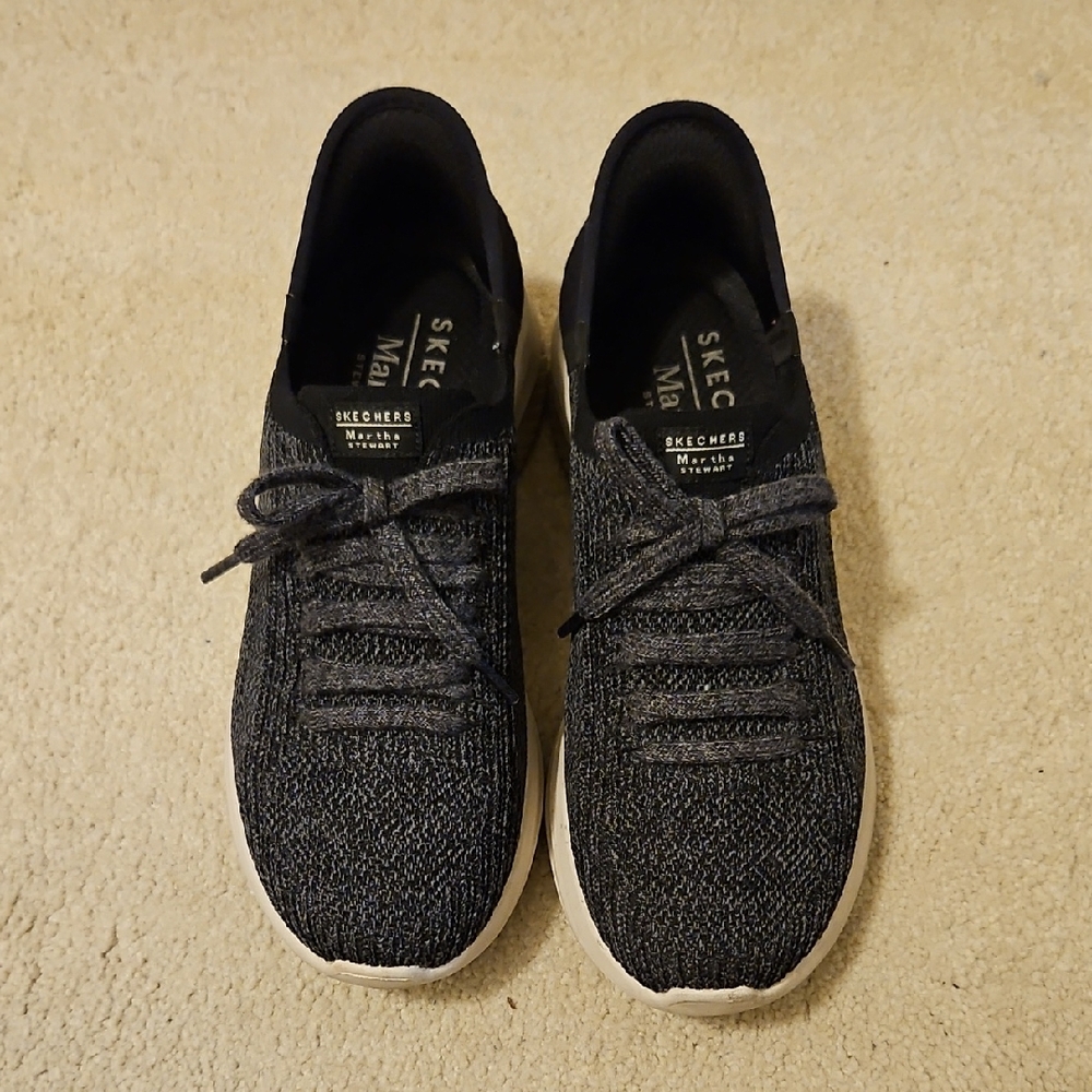 Skechers Charcoal Knit Lace-Up Shoes